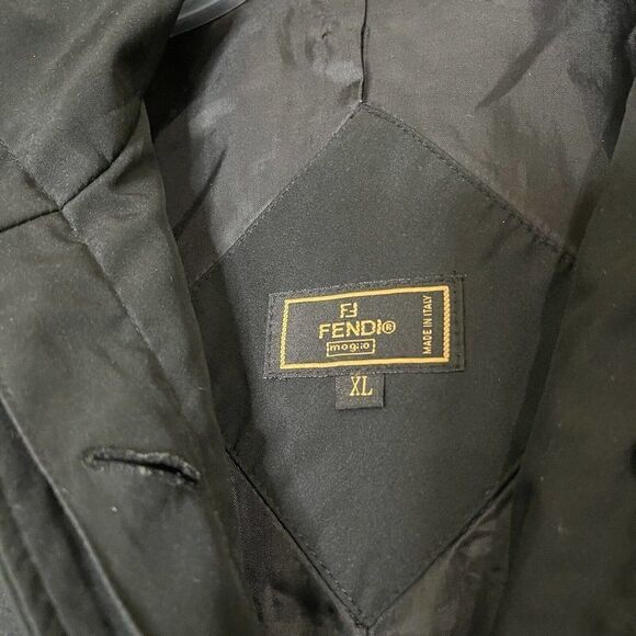 Vintage Fendi Made in Italy Black Trench coat with Pockets size XL - Picture 10 of 12